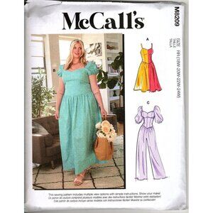 McCalls M8209 Womens 18W to 24W Fitted Dresses and Jumpsuit Uncut Sewing Pattern
